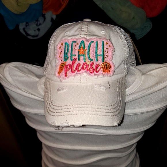K Bethos vintage distressed stylish cap " Beach please". - Picture 1 of 5